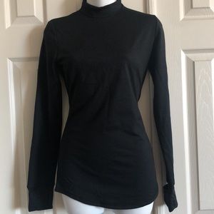 Cuddlduds, lined, Black, Mock neck, spandex, inner/outerwear shirt